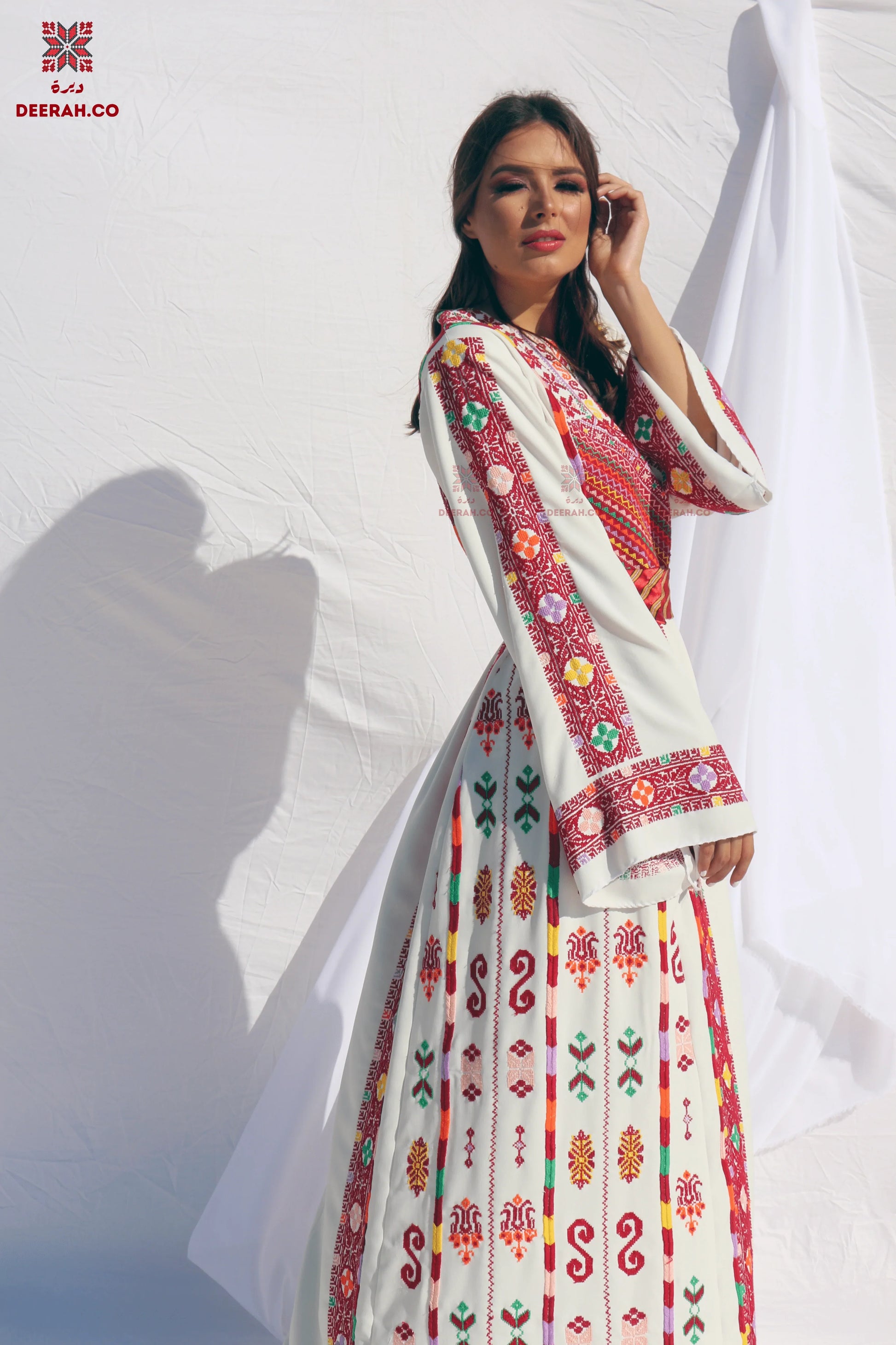 Noor - Hand Embroidered Colorful Palestinian Bridal Dress Deerah